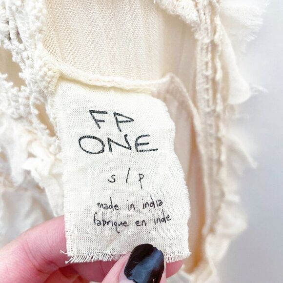 Free People FP One Ma Jolie Crochet High Neck Boho Mini Dress Blush Pink Size S - Picture 6 of 7